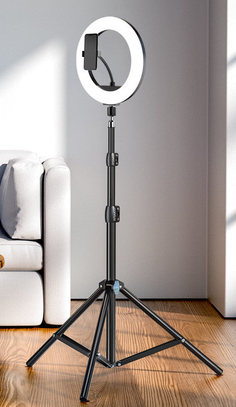 Trépied Smartphone Live Streaming – Ring Light 10", Selfie, Acier Carbone