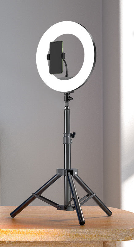 Trépied Smartphone Live Streaming – Ring Light 10", Selfie, Acier Carbone