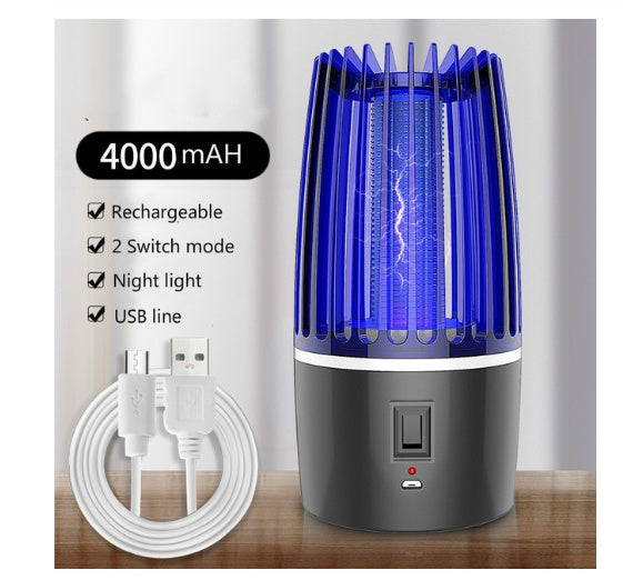 USB rechargeable LED mosquito zapper with night light feature and dual mode switch for indoor and outdoor use