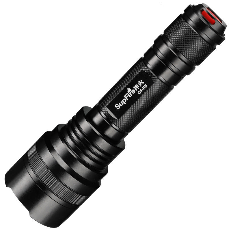 Compact rechargeable LED flashlight with textured grip and durable aluminum body for camping and outdoor use