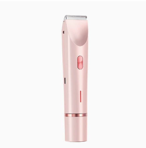 Pink rechargeable USB electric 2-in-1 epilator and shaver for women with slim ergonomic design on white background